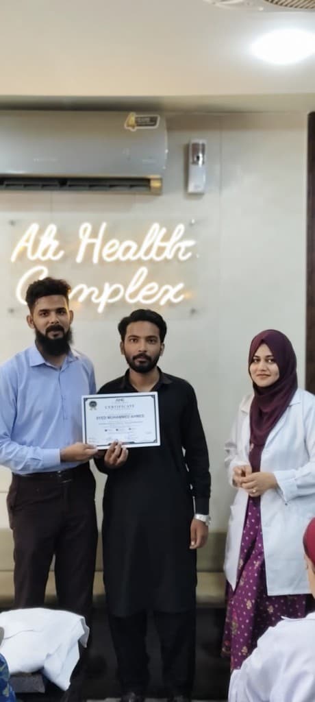 Participant receiving a workshop certificate